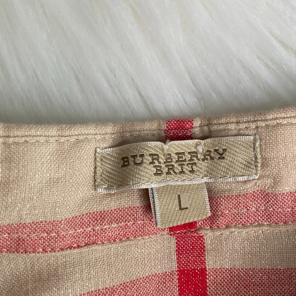 Burberry Brit Checked Metallic Thread Button Up Top - Picture 5 of 10